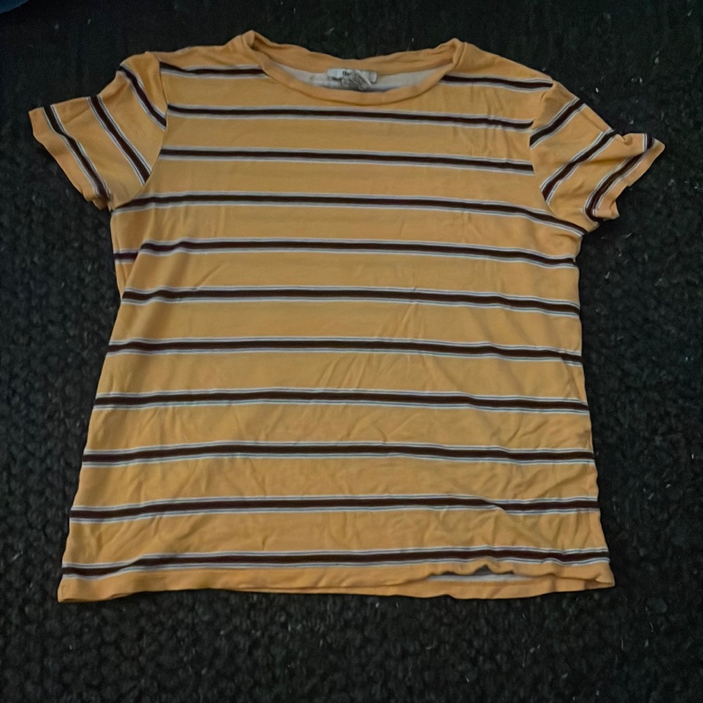 Small yellow, red, and white striped Forever 21 shirt